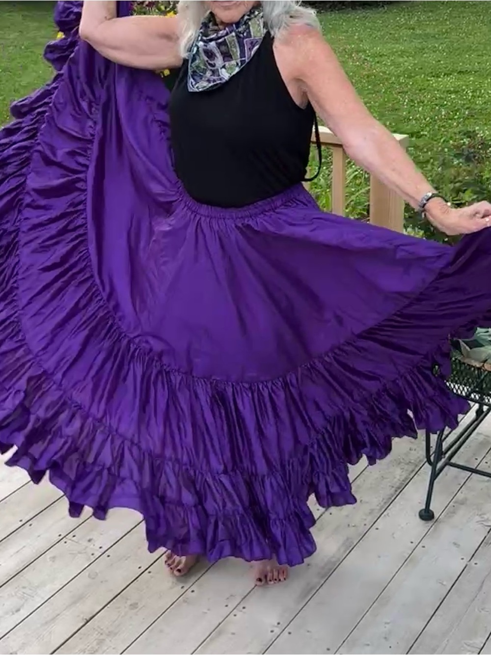 We3 Satin Belly Dance 25 Yd Skirt Sz 36, Purple - Picture 7 of 9
